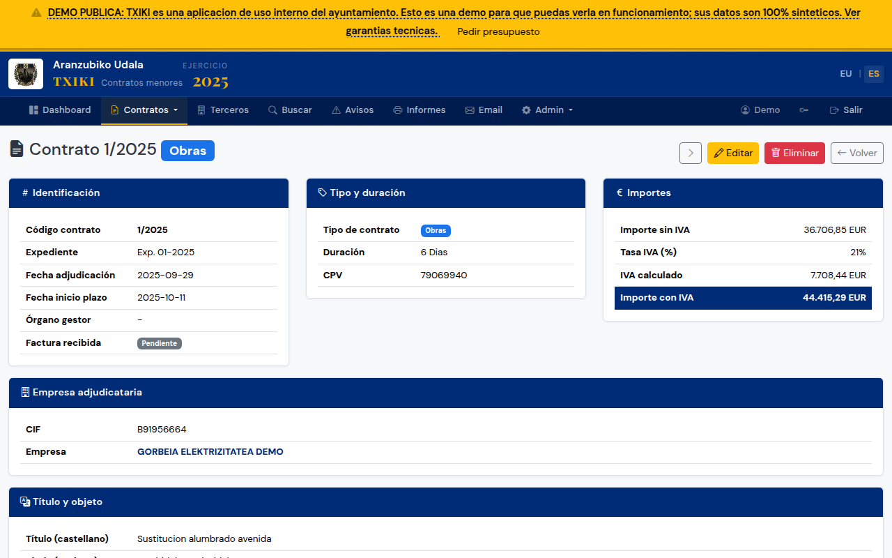 Ficha de un contrato